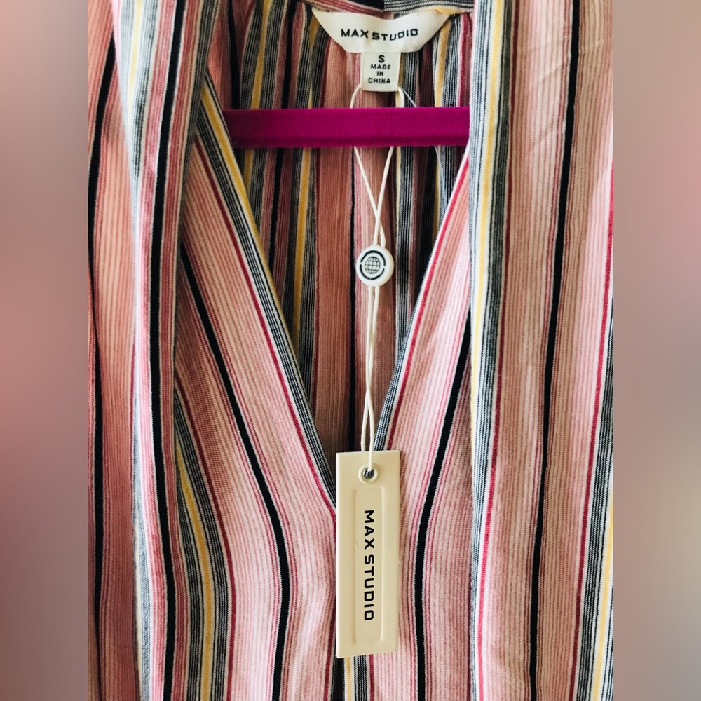 Max Studio Striped Pink Multicolor Sleeveless Top